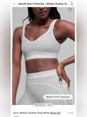 ALO Yoga Athletic Heather Grey Heart Throb Bralette